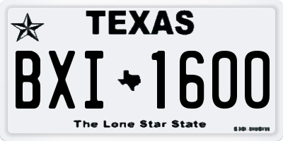 TX license plate BXI1600
