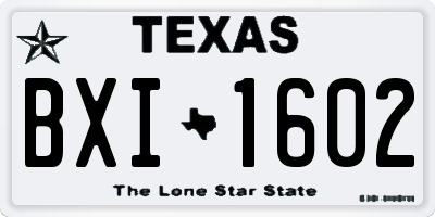 TX license plate BXI1602