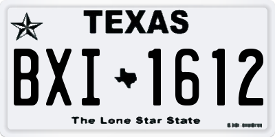 TX license plate BXI1612