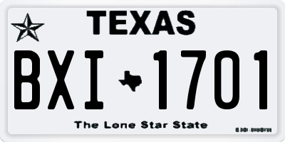 TX license plate BXI1701