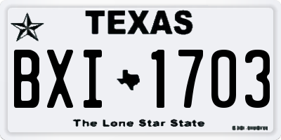 TX license plate BXI1703