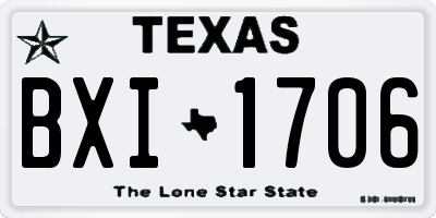 TX license plate BXI1706