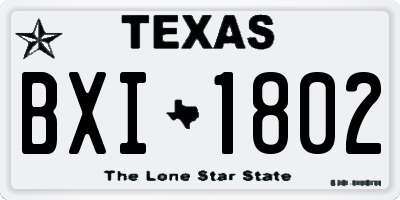 TX license plate BXI1802