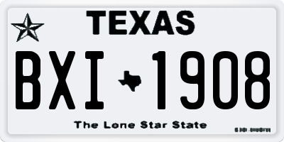 TX license plate BXI1908