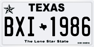 TX license plate BXI1986