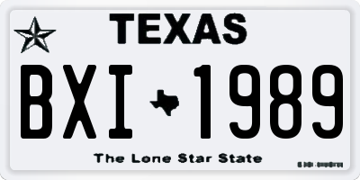 TX license plate BXI1989