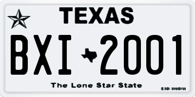 TX license plate BXI2001