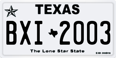 TX license plate BXI2003