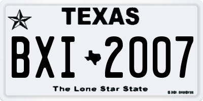 TX license plate BXI2007