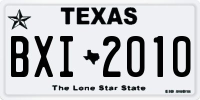 TX license plate BXI2010