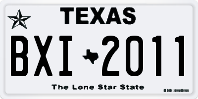 TX license plate BXI2011