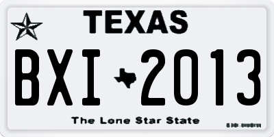 TX license plate BXI2013