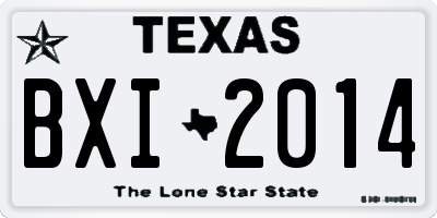 TX license plate BXI2014