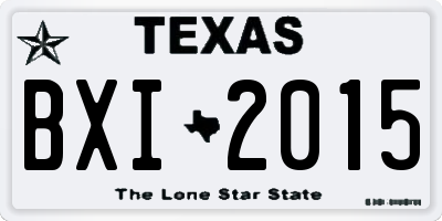 TX license plate BXI2015