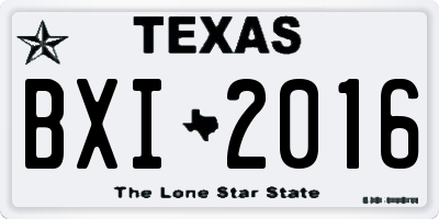 TX license plate BXI2016