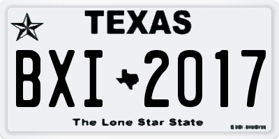 TX license plate BXI2017