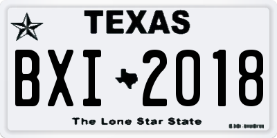 TX license plate BXI2018
