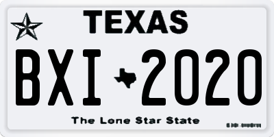 TX license plate BXI2020