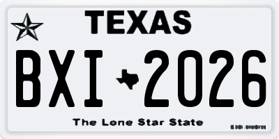 TX license plate BXI2026