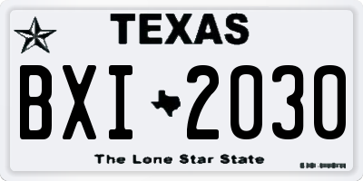 TX license plate BXI2030