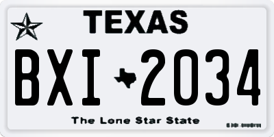 TX license plate BXI2034