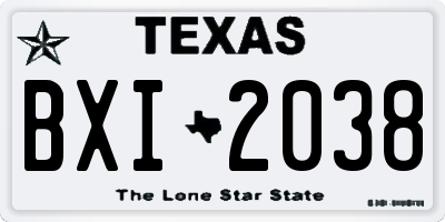 TX license plate BXI2038