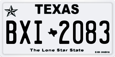 TX license plate BXI2083