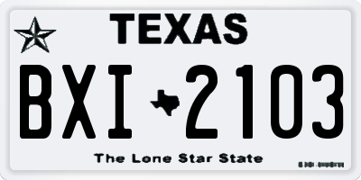 TX license plate BXI2103
