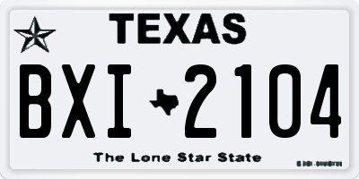 TX license plate BXI2104