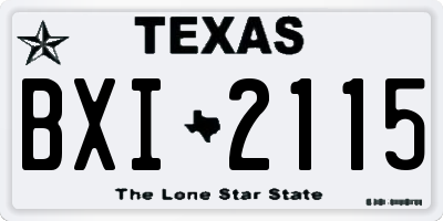 TX license plate BXI2115