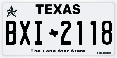 TX license plate BXI2118