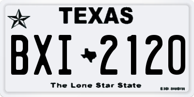TX license plate BXI2120
