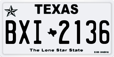 TX license plate BXI2136