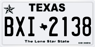 TX license plate BXI2138