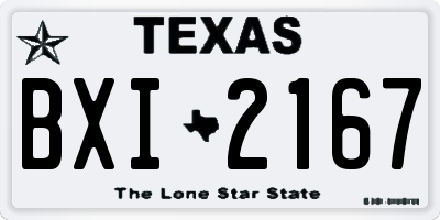 TX license plate BXI2167