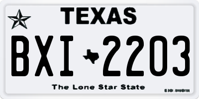 TX license plate BXI2203