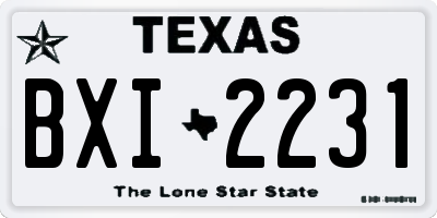 TX license plate BXI2231