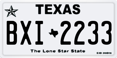 TX license plate BXI2233