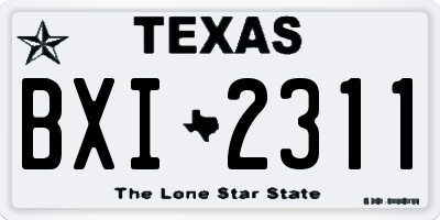 TX license plate BXI2311