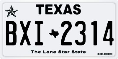 TX license plate BXI2314