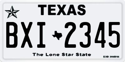 TX license plate BXI2345