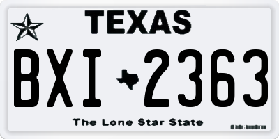 TX license plate BXI2363