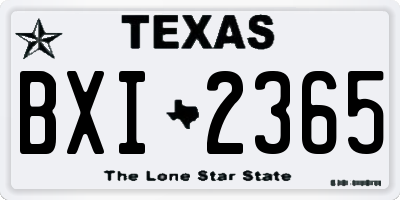 TX license plate BXI2365