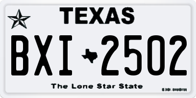 TX license plate BXI2502
