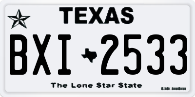 TX license plate BXI2533