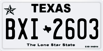 TX license plate BXI2603
