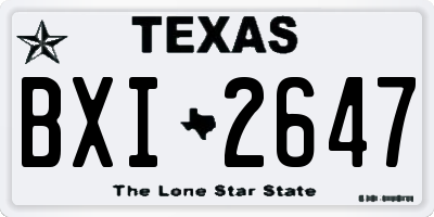 TX license plate BXI2647