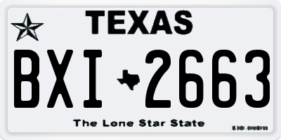 TX license plate BXI2663