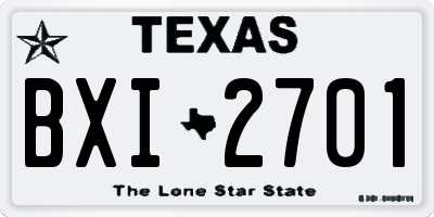 TX license plate BXI2701