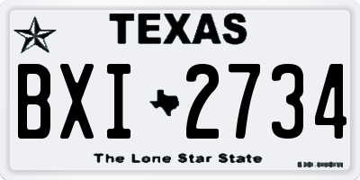TX license plate BXI2734